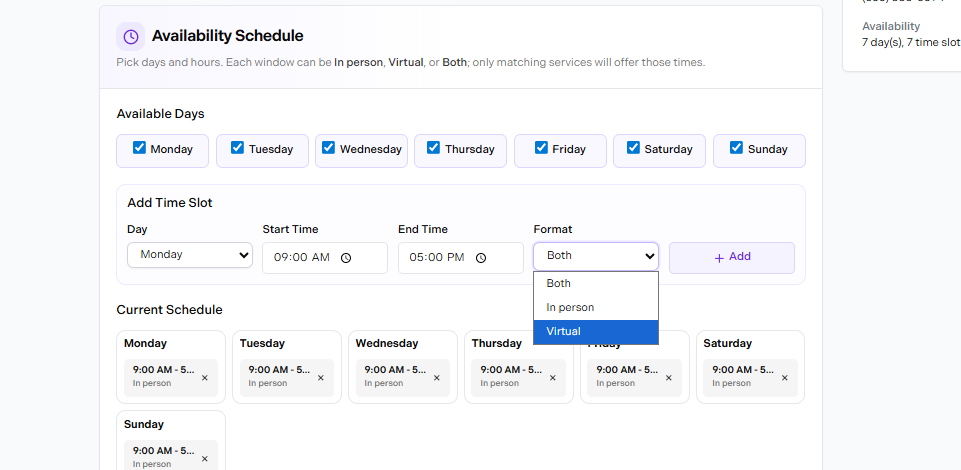 In person, Virtual, or Both — format explained
